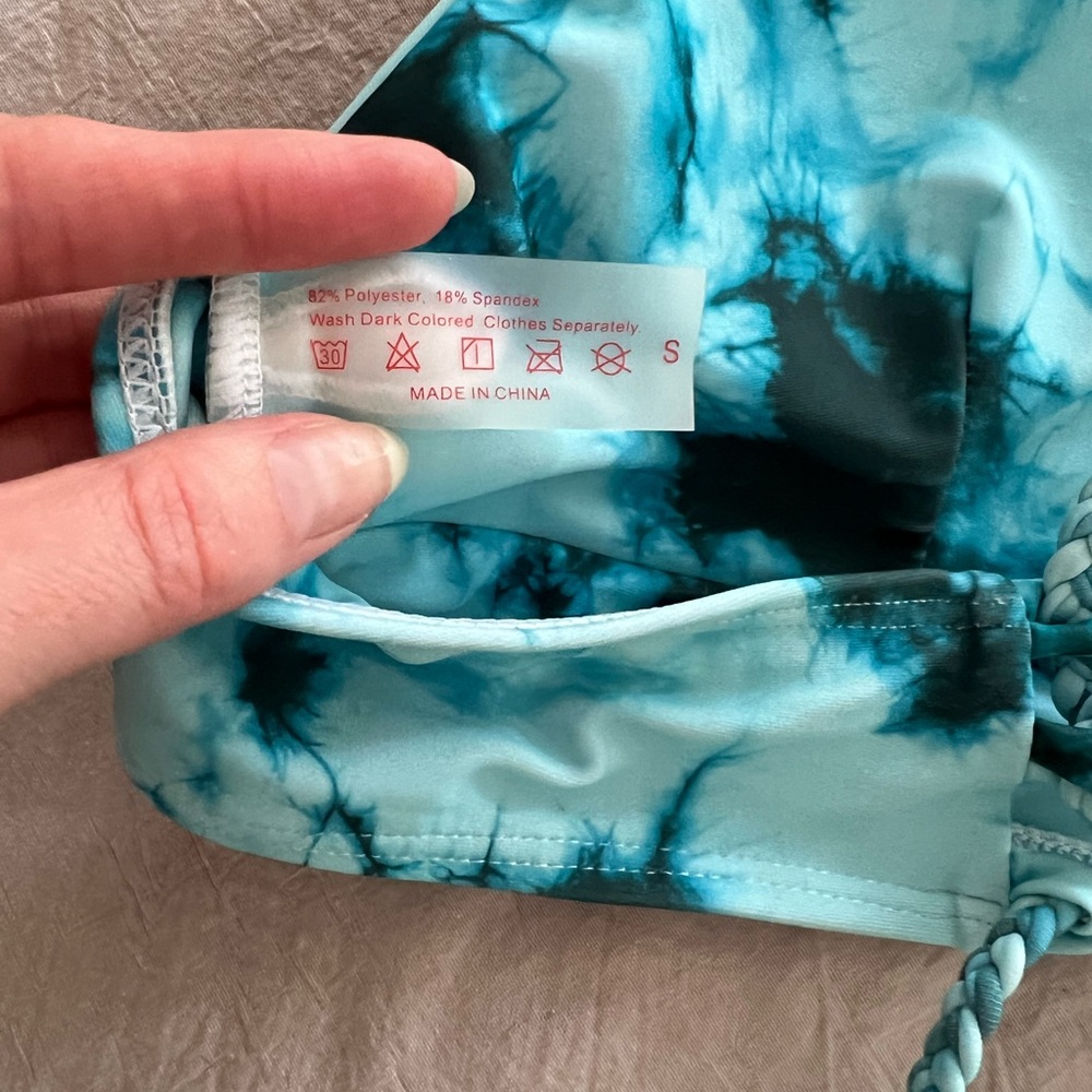 SweatyRocks Teal Tie Dye Bikini Set Swimwear Cheeky Beach Pool Swim Sexy - Picture 4 of 4